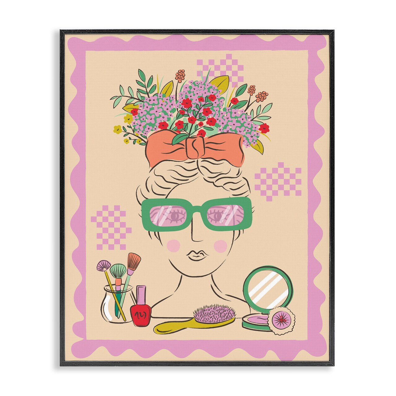 Stupell Industries Makeup & Fashion Boudoir Framed Giclee Wall Art Design by Lisa Perry Whitebutton